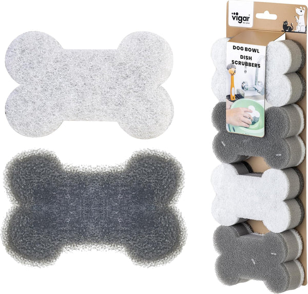 Vigar Pets Club Scrubber Sponge - Set of 4 Bone-Shaped Pet Bowl