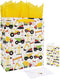 wishinside 13" Large Construction Vehicle Gift Bag Set with Greeting Card and Tissue