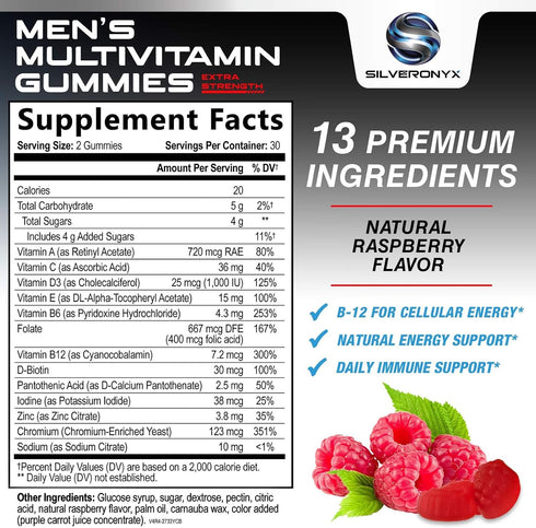 Gummies Immune 13 60 Multivitamin for Men - Complete Daily Mens Multivitamin with Vitamin D, B Vitamins, Zinc & More