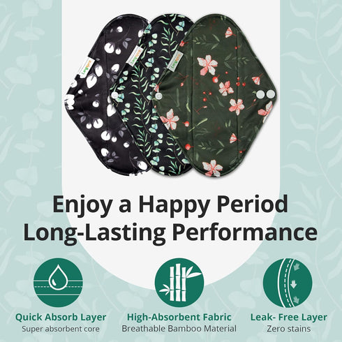 Langsprit Absorbent Reusable Menstrual Sanitary Pads/Washable Cloth Menstrual Period Pads,Reusable Panty