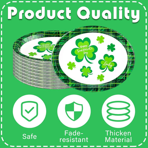 Hushee 100 Count 11 9 Inches St. Patrick's Day Oval Green Paper Plates Platter Bulk x Party Plate Disposable Dinner
