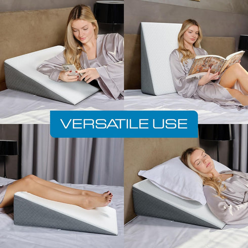 Kolbs 7.5" Bed Wedge Pillow for Sleep Apnea, FSA Eligible Acid Reflux, and Back Pain Relief, with Chic Jacquard Cover
