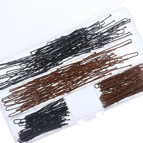 Swpeet 220Pcs U Shaped Hair Pins Kit (5cm 6cm; Professional U Shape Hair Pins for Women Girls and Hairdressing Salon;