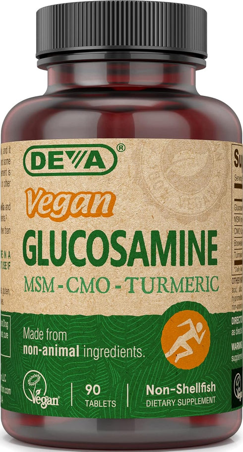 DEVA Vegan Glucosamine with MSM & CMO, Turmeric, Boswellia - 90 Tablets, Non-Animal Ingredients