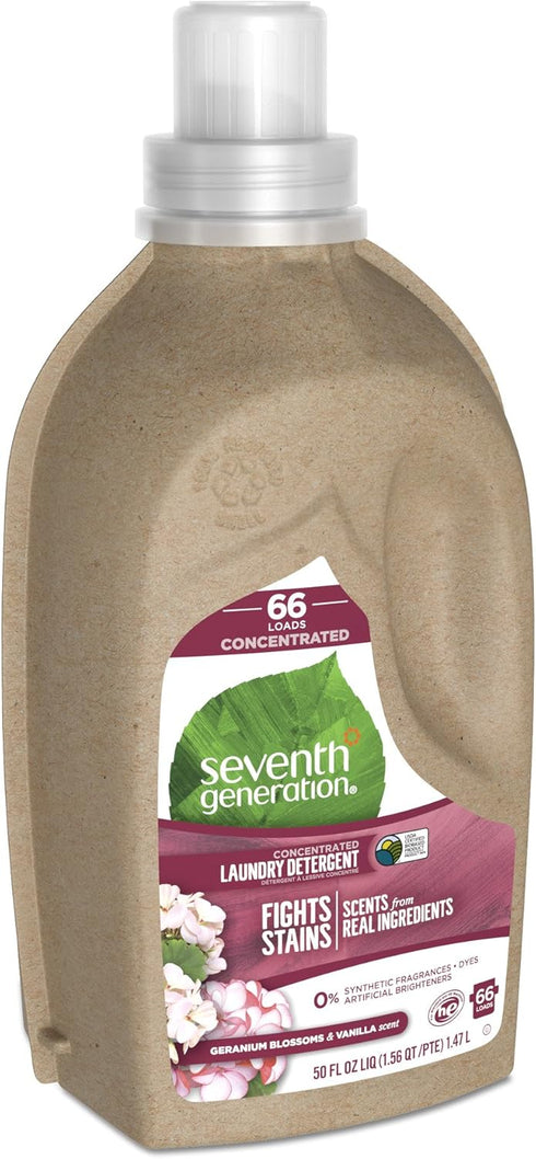 Seventh Generation Concentrated Liquid Laundry Detergent, Geranium Blossoms and Vanilla, 66 Loads, 50 oz