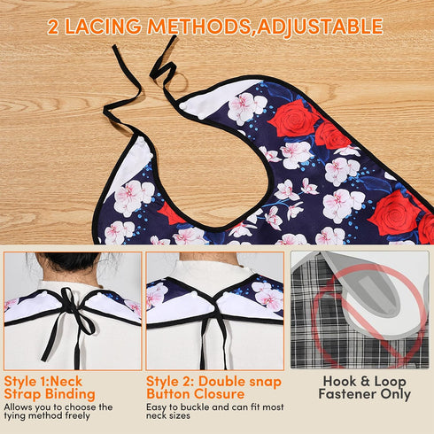 Oulisen 3 Pcs Adult Bibs For Women With Crumb Catcher, Reusable Waterproof Large Bibs For Adult, Clothing Protector