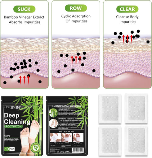 Foot Pads (30 PCS) - Deep Cleansing Foot Patch, Natural Bamboo Vinegar Ginger Powder Foot Pad for Foot Care, Adhesive