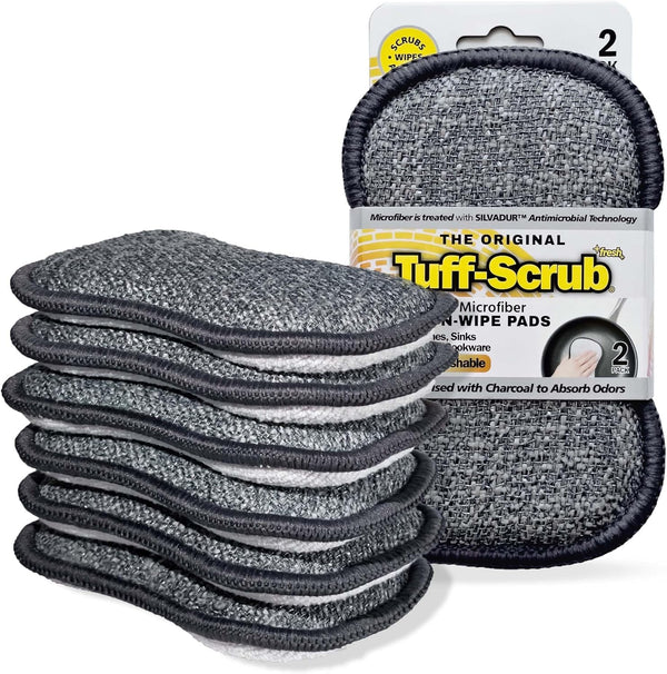 Fresh Regular Professional Microfiber Scrub-N-Wipe Sponge Pads, 6-Pack with Odor Control