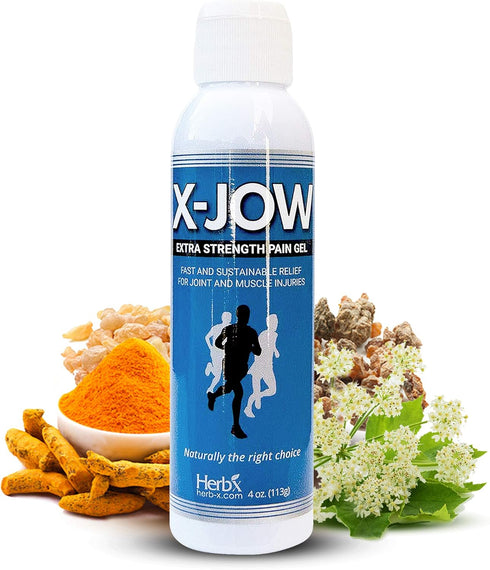 HerbX X-Jow Extra Strength Pain Relief Gel, 4 oz - Herbal Massage Gel for Muscles, Shoulders, Joints