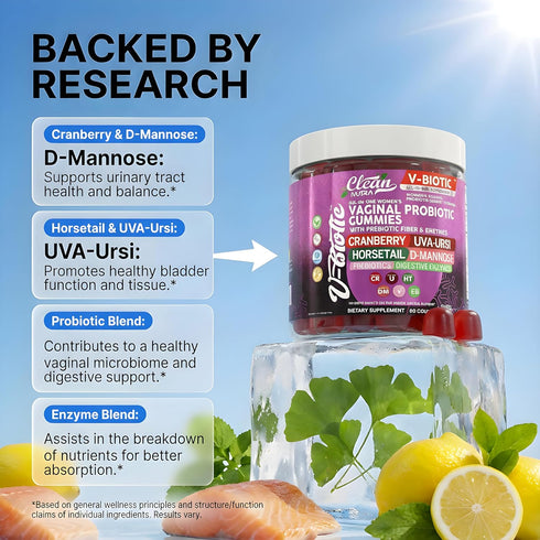 Gummies Gummy Vaginal Probiotic For Women | Prebiotics Cranberry D-Mannose Uva-Ursi Digestive Enzymes | Vaginal Health