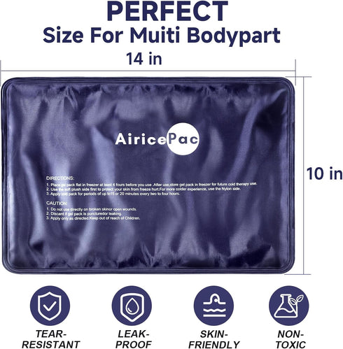 Ice Packs for Injuries Reusable, 10”x 14” Gel Cold Pack for Pain Relief, Cold Compress Therapy