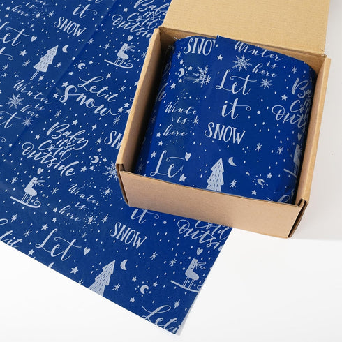 Whaline 160 Sheets Winter Tissue Paper, 14 x 20 Inch Blue White Snowflake Art Craft Paper for Decor