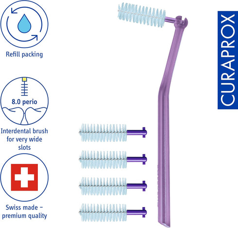 Curaprox CPS 408 Perio Plus with 5 CPS 408 + UHS 451 Deep Violet Holder