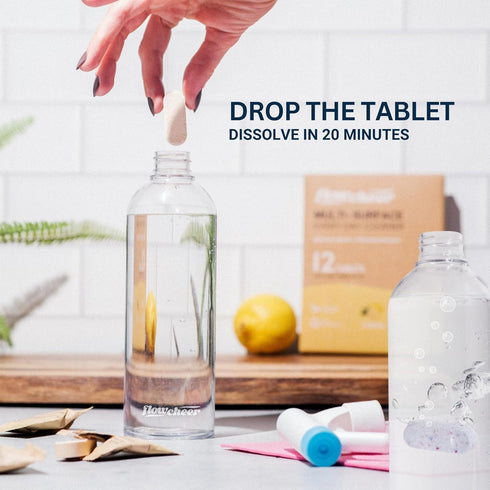 All Purpose Cleaner Tablet - 12 Pack Multi-Surface Cleaner Refills for 12 x 17 Fl oz Bottles - Lemon Scent (Bottles Not