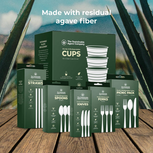 Sustainable Agave Co 24 Count Agave Fiber Spoons, Biodegradable, Plant-Based, Made With Upcycled Materials