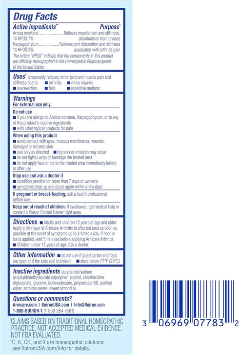 Boiron Arnicare Arthritis Cream Pump - Pain Relief for Knees, Hands, Wrists, Elbows, Joints & Muscles, 4.2 oz