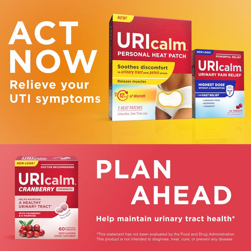 Uricalm 12 3 Count Personal Heat Patch, Soothes Discomfort in Urinary Tract and Pelvic Areas, Up to Hours of Warmth