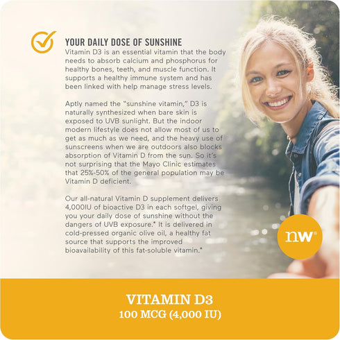 NatureWise Vitamin D3 4000iu (100 mcg) for Healthy Muscle Function & Immune Support, Non-GMO, Gluten Free, 200 Count
