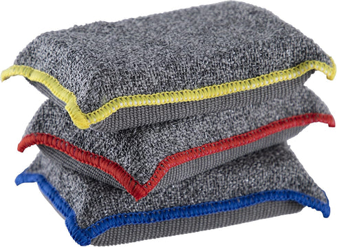 Miracle Microfiber Sponges, Heavy Duty Non-Scratch Scrubber for Dishes and Countertops, Machine Washable, 3 Pack-Grey