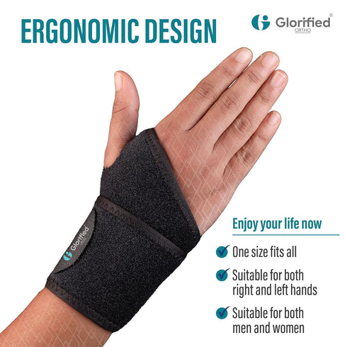 GLORIFIED Carpal Tunnel Wrist Brace, 2Pack Wrist Support Brace Adjustable Wrist Strap Reversible Wrist Brace for Sports Protecting/Tendonitis Pain Relief/Carpal Tunnel/Arthritis Unisex-Right&Left