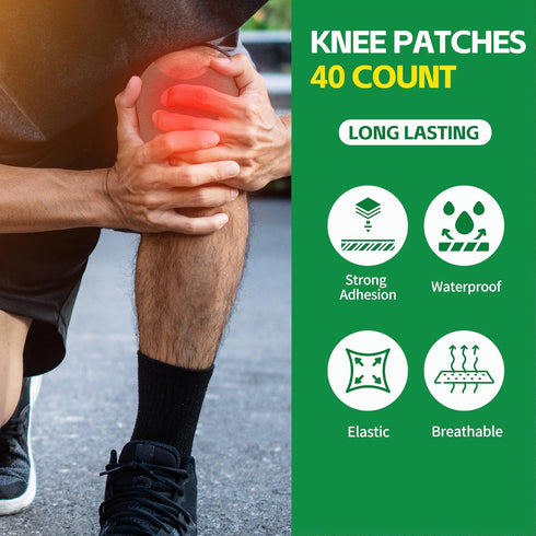 40PCS Natural Knee Relief Patches, Warming Herbal Patches for Long Lasting Joint Pain Reduction