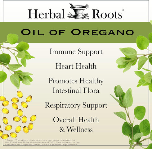 Herbal Roots Oil of Oregano - Mediterranean Oregano Oil - 90 Easy to Swallow Softgel Capsules - Extra Strength 150mg