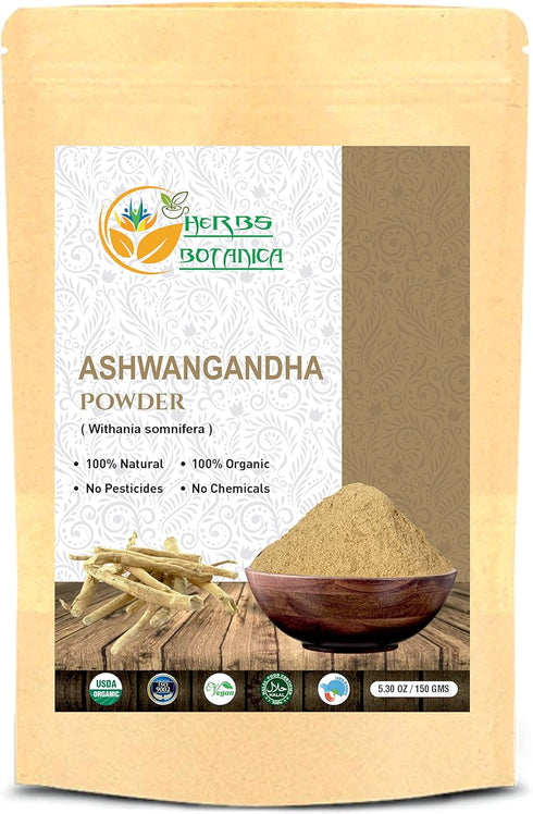 Organic Ashwagandha Root Powder, Ayurvedic Herbal Supplement, 5.3 oz for Support and Strength