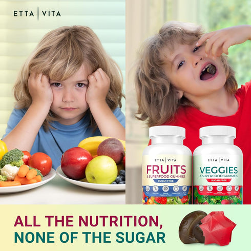 Everyday Debloat & Detox Gummies - Sugar-Free Fruits and Veggies Supplement, 120 Chews, Vegan