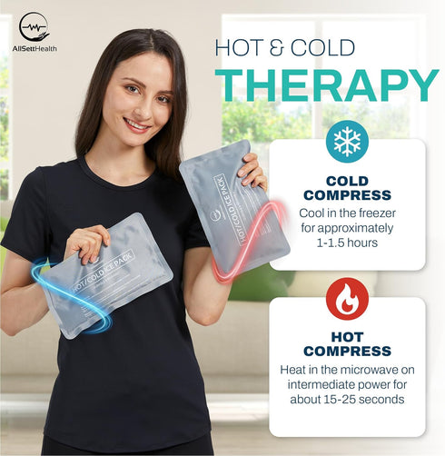 2 Pack Reusable Ice Packs for Injuries, Soft Gel Ice Pack with Velvet Fabric, Flexible Hot and Cold Set