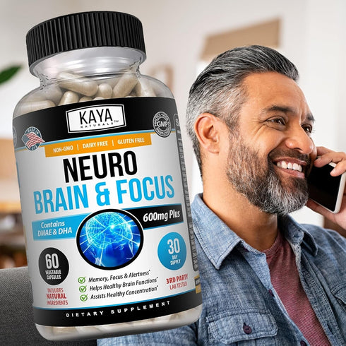 Kaya Naturals Neuro Brain | 60 Count - Memory & Focus Nootropic Energy Capsule, Cognitive Function Support