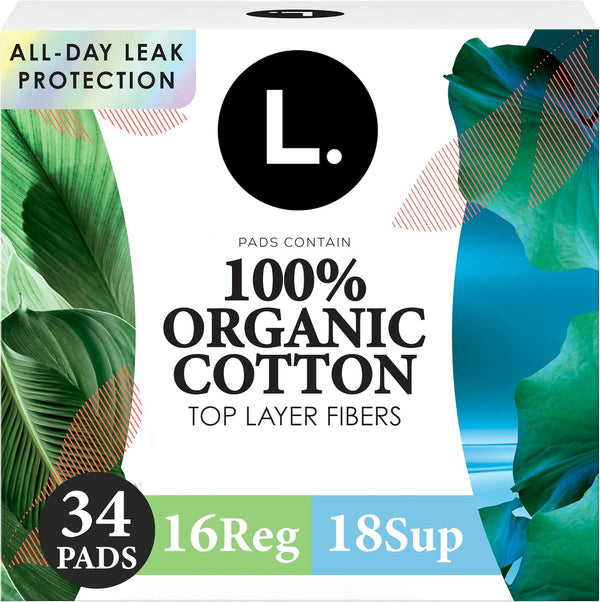 L. Ultra Thin Pads for Women, Organic Cotton Top Layer, Regular +