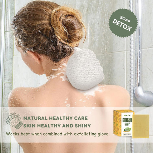 Ginger Soap Lymphatic Drainage Pack 3 - Anti-Cellulite Skin Tightening - Natural Ingredients Detox Soaps for Deep Clean