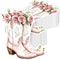 Janlaugh 100 Pcs Pink Western Cowgirl Spring Floral Napkins Paper Pink Boot Floral
