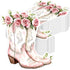 Janlaugh 100 Pcs Pink Western Cowgirl Spring Floral Napkins Paper Pink Boot Floral