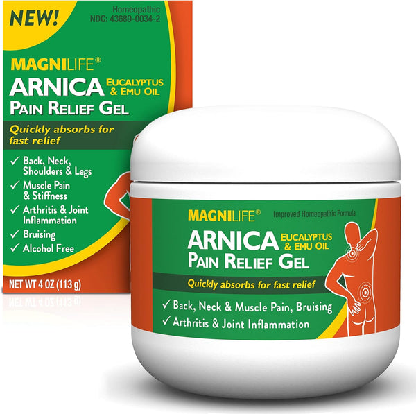 MagniLife Arnica Pain Relief Gel - Fast Acting Neck and Back Pain Relief with Eucalyptus and Emu Oil
