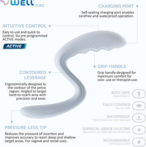 VWELL Arc Pelvic Floor Muscle Trigger Point Active Relaxer Tool for Women | Myofascial Release Pain Relief