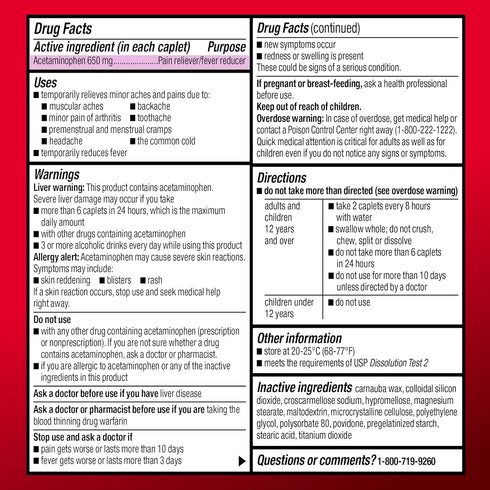 Amazon Basic Care Acetaminophen Extended-Release Tablets, 650 mg, 100 Count for Pain Relief