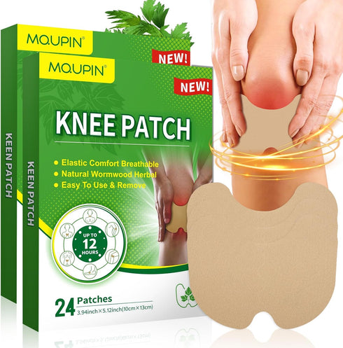 MQUPIN 48Pcs Knee Patches, Natural Knee Pain Relief Patch, Warming Herbal Patches for Pain Relief Extra Strength