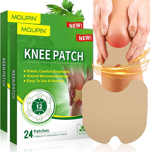MQUPIN 48Pcs Knee Patches, Natural Knee Pain Relief Patch, Warming Herbal Patches for Pain Relief Extra Strength