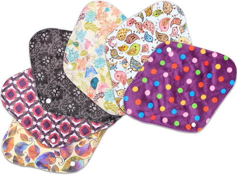 Teamoy 11.6" Reusable Washable Sanitary Pads, 6Pcs Cloth Menstrual Napkins with Wet Bag for Heavy Flow or Overnight Use