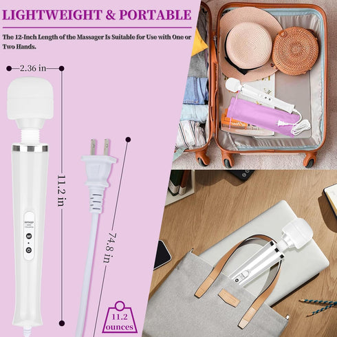 VZVJTR 10-Speed Wired Wand Massager for Women, Electric Handheld Deep Tissue Massager, Powerful Plug-in Full Body