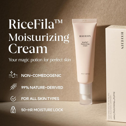 RiceFila Rice Moisturizer Face Cream | Day and Night Moisturizer for Face Hydrating Face Cream Natural Rice Vegan Face Moisturizer for Dry Skin | K Beauty Face Lotion Rice Cream (1.69 fl oz)