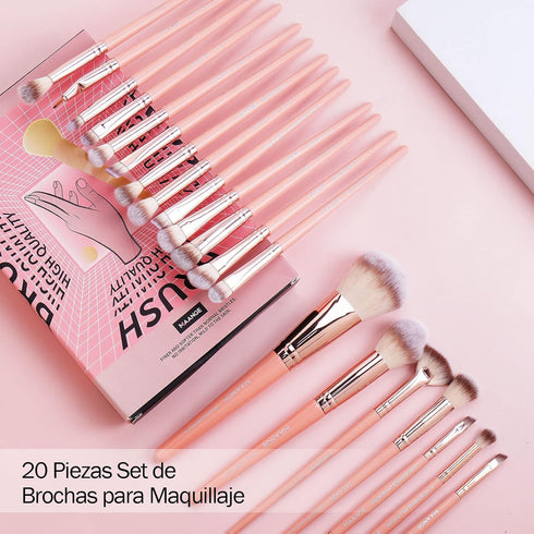 MAANGE 20Pcs Makeup Brush Set - Premium Synthetic Foundation, Face Powder, Blush, Concealers with Gift Box (Pink)