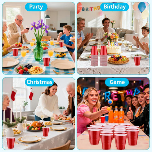 PLMMOUT 240 Pack Cups,12 oz Red Plastic Shot Cups, Disposable Party Cup, Red Plastic Drinking Cup for Wedding Picnics