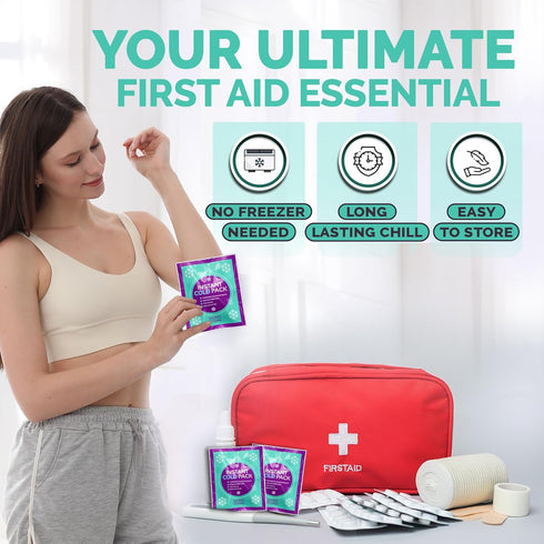 Instant Ice Cold Pack (6” x 5”) - 25 Disposable Instant Ice Packs for Injuries, Cold Compress for Pain Relief,