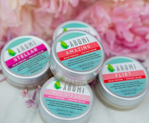 Aromi Hot Mess Solid Perfume | Fruity Floral Fragrance, Vegan, Travel, Funny Gift Idea, Grapefruit, Rose, Orchid