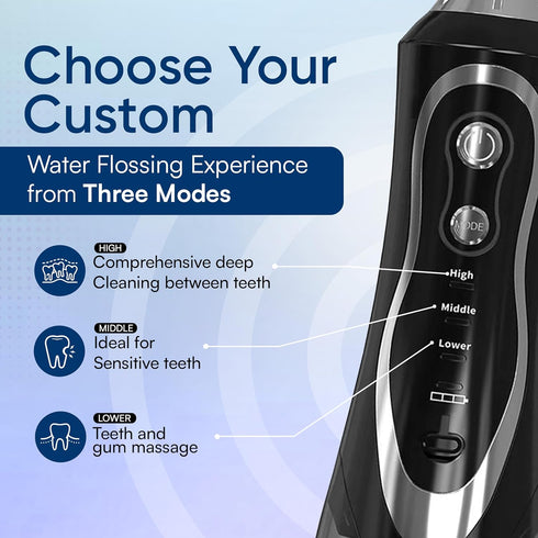 Water Dental Flosser Cordless for Teeth with Tongue Brush, 7 Nozzles, Portable Oral Irrigator, 3 Cleaning Modes