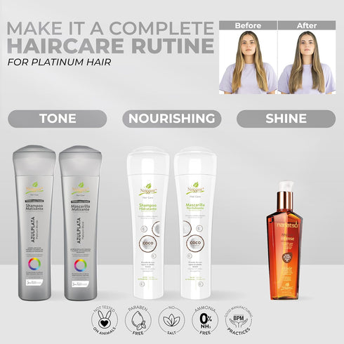 naissant Silver Ash Blonde Hair Blue Toning Mask | Neutralizes Yellow & Orange Tones | 10.1 Fl