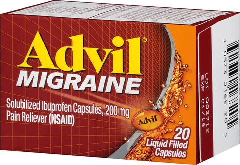 Advil Migraine Headache Relief, Ibuprofen Capsules with 200mg Ibuprofen for Migraine Relief, Nausea Relief, Light