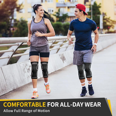 CAMBIVO 2 Pack Knee Brace, Compression Sleeve for Men and Women, Support for Running Hiking Sports